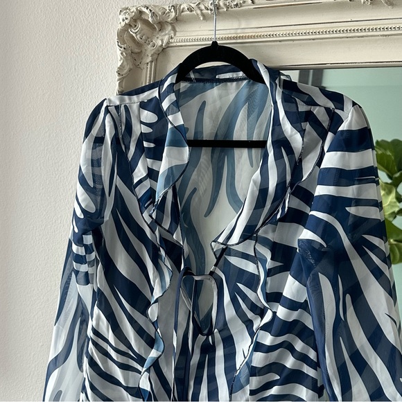 SOLD // LONG SLEEVE FRILL TRIM ZEBRA MINI DRESS - Picture 4 of 4